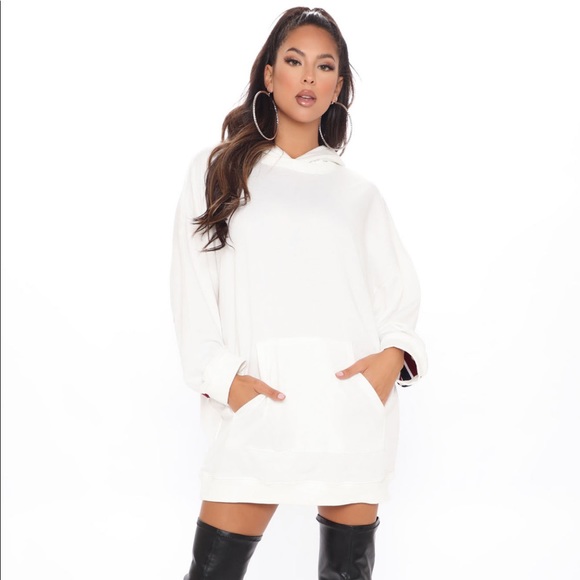 Sweatshirt Dress - White Combo - Picture 4 of 6
